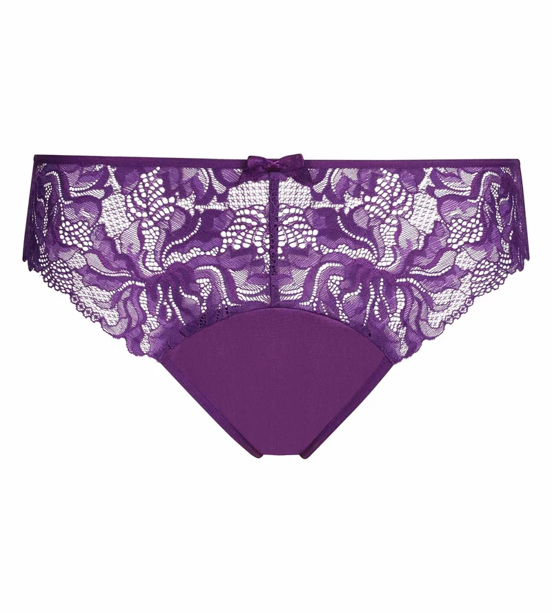 Culotte femme violet en microfibre et dentelle Generous Essentiel