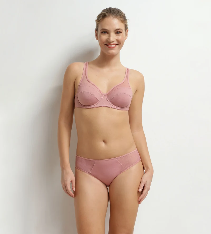Culotte femme microfibre et tulle plumetis Rose Generous Coton Bio