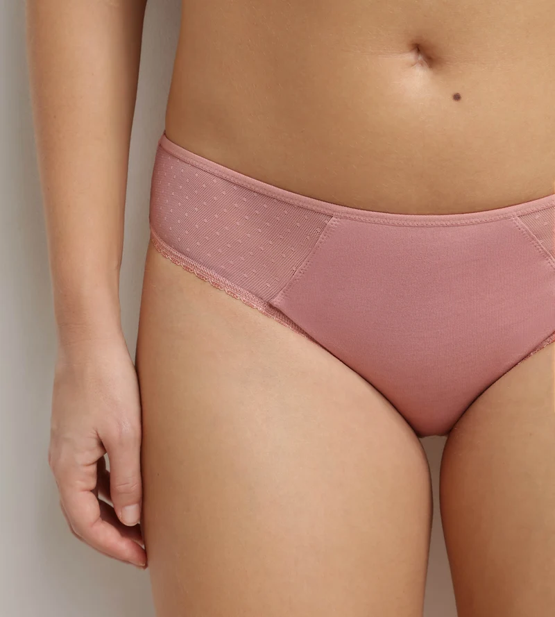 Culotte femme microfibre et tulle plumetis Rose Generous Coton Bio