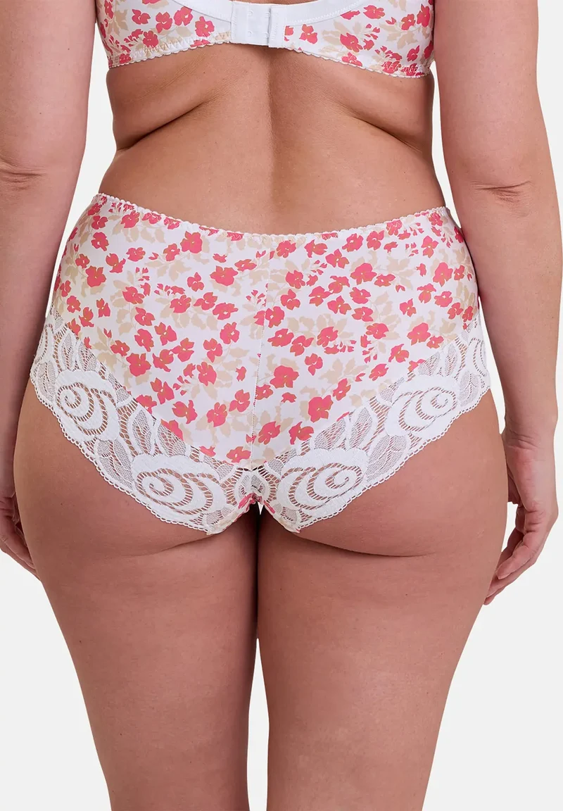 Shorty Amélie Print Imprimé Floral Blanc et Rouge