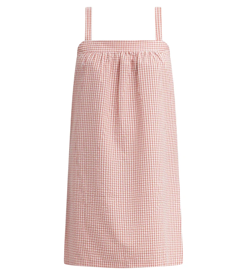 Chemise de nuit femme vichy seersucker Abricot Écru Dim Nightwear