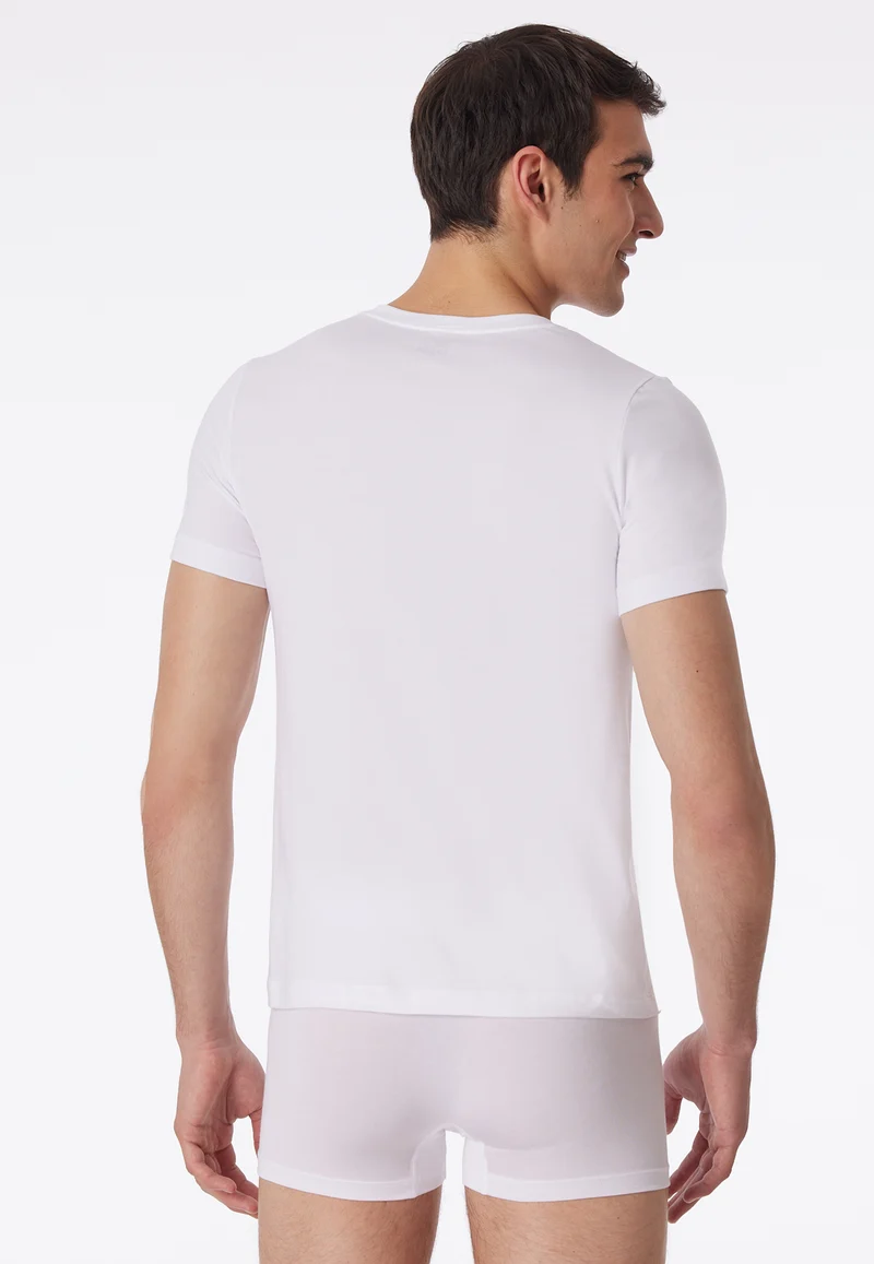 T-Shirt V-Ausschnitt Weiss - Long Life Soft