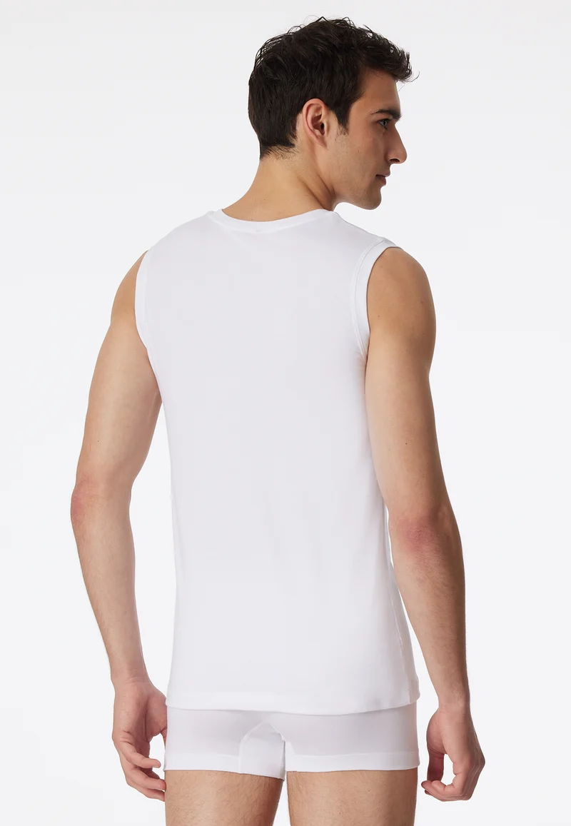 Shirt ärmellos mit V-Ausschnitt Weiss - Long Life Cotton