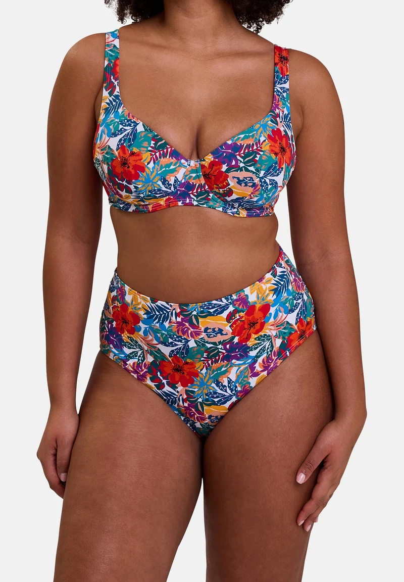 Haut de maillot de bain plongeant Curaçao Imprimé Tropical Multicolore