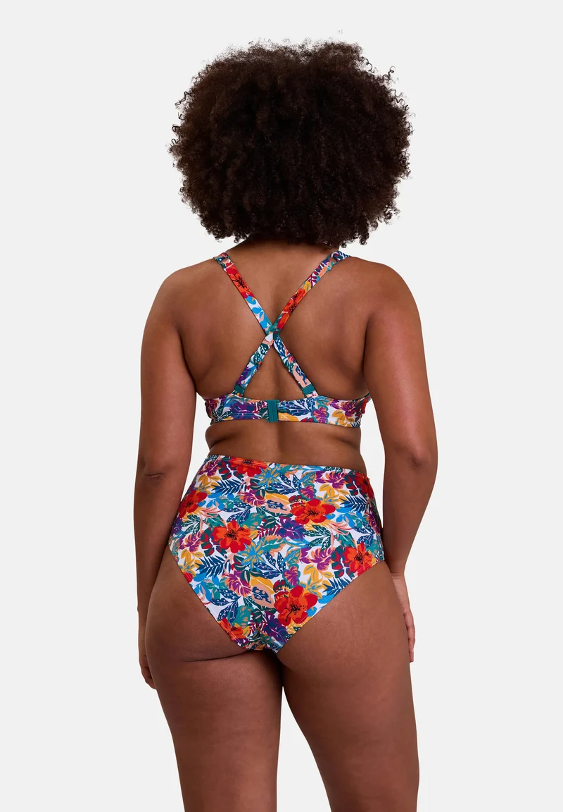 Haut de maillot de bain plongeant Curaçao Imprimé Tropical Multicolore