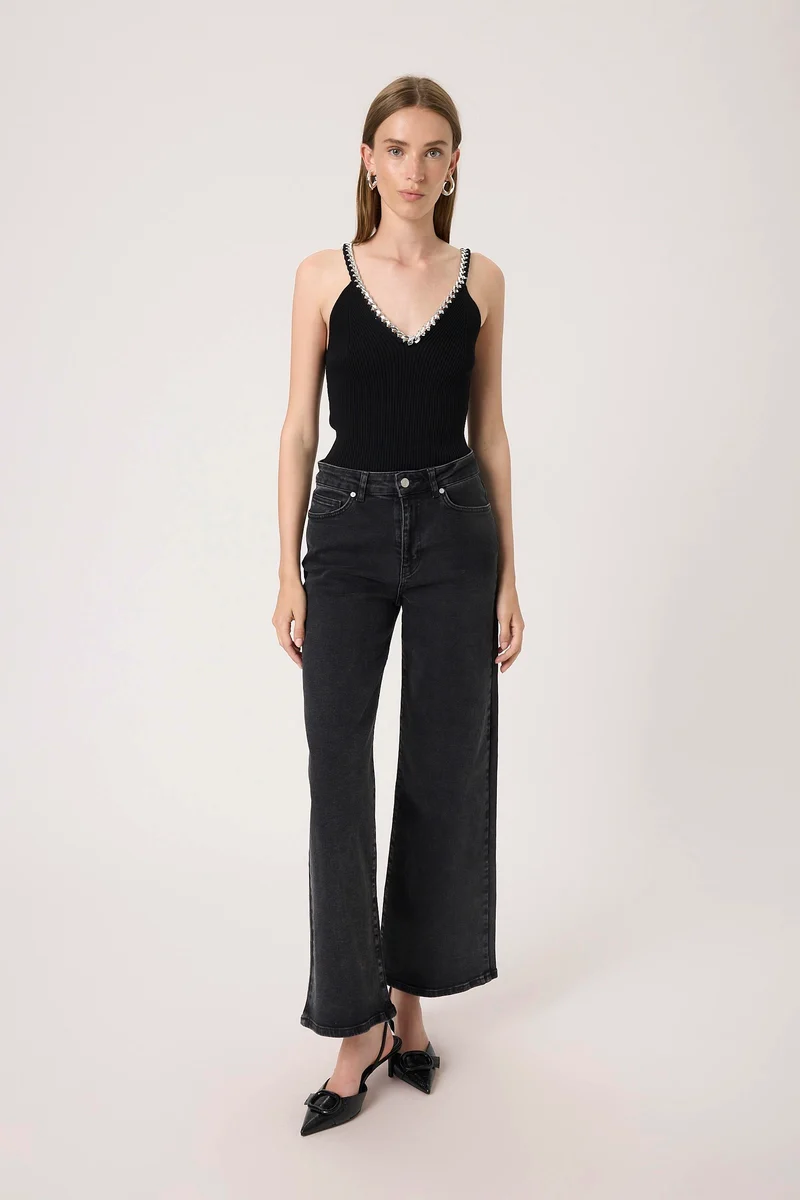 Camisole côtelée avec maillons argentés Mirabel