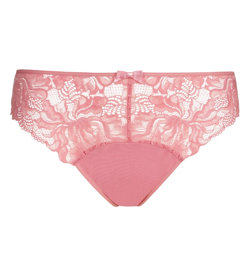Culotte femme rose en microfibre et dentelle Generous Essentiel
