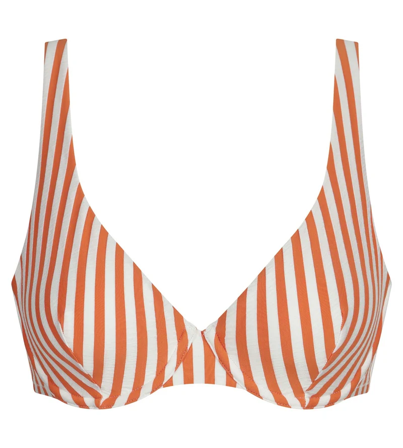 Haut de maillot de bain femme armatures à rayures Écru Orange Dim Swimwear