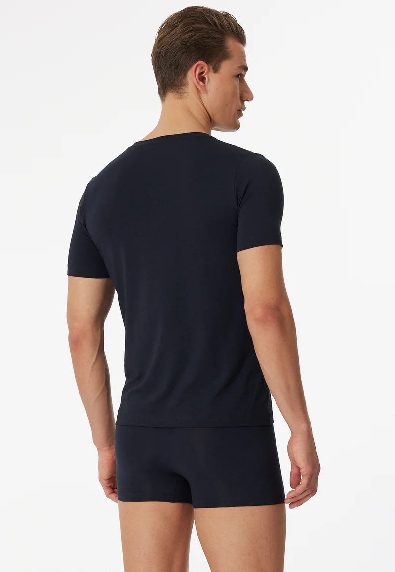 T-Shirt V-Ausschnitt Dunkelblau - Long Life Soft