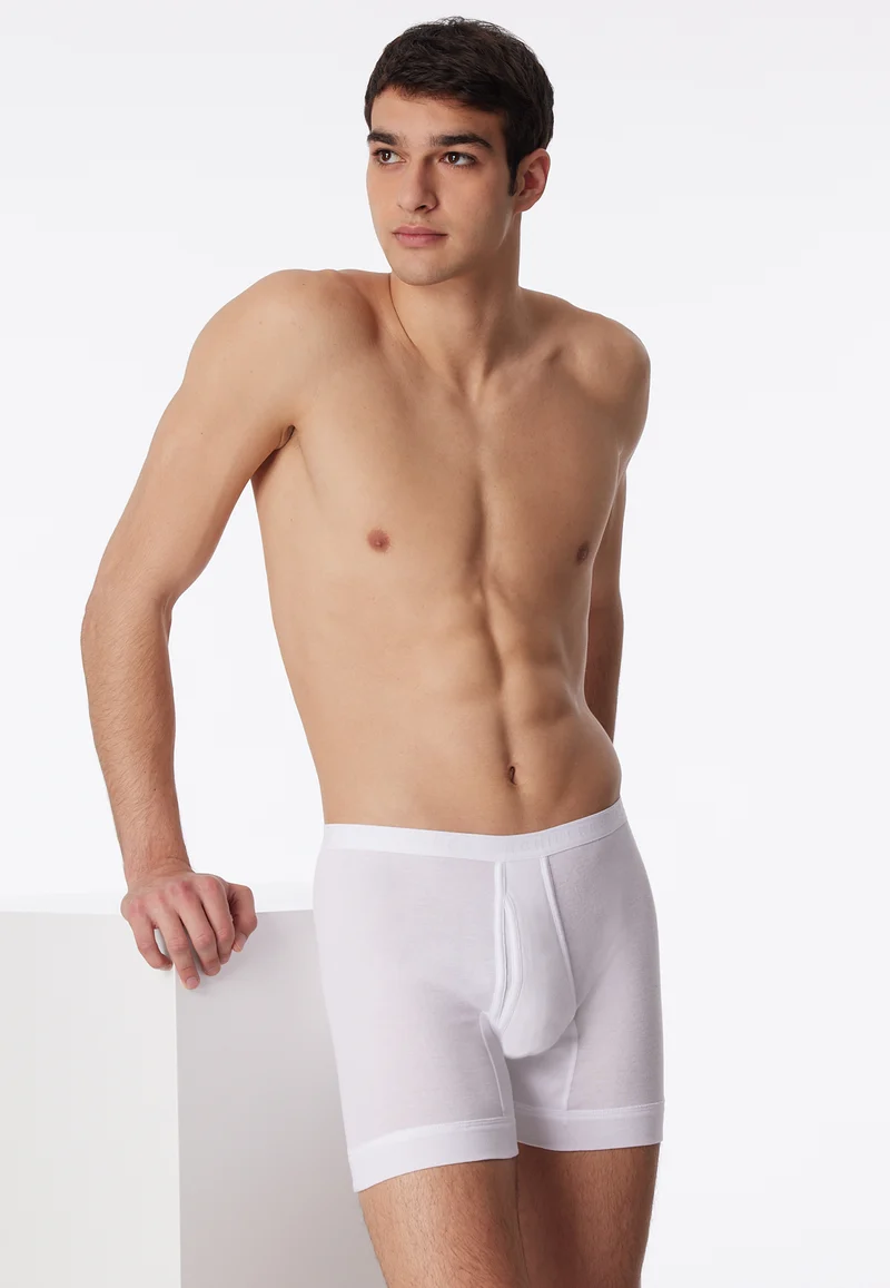 Enge Boxershorts Feinripp mit Eingriff Weiss - Original Feinripp