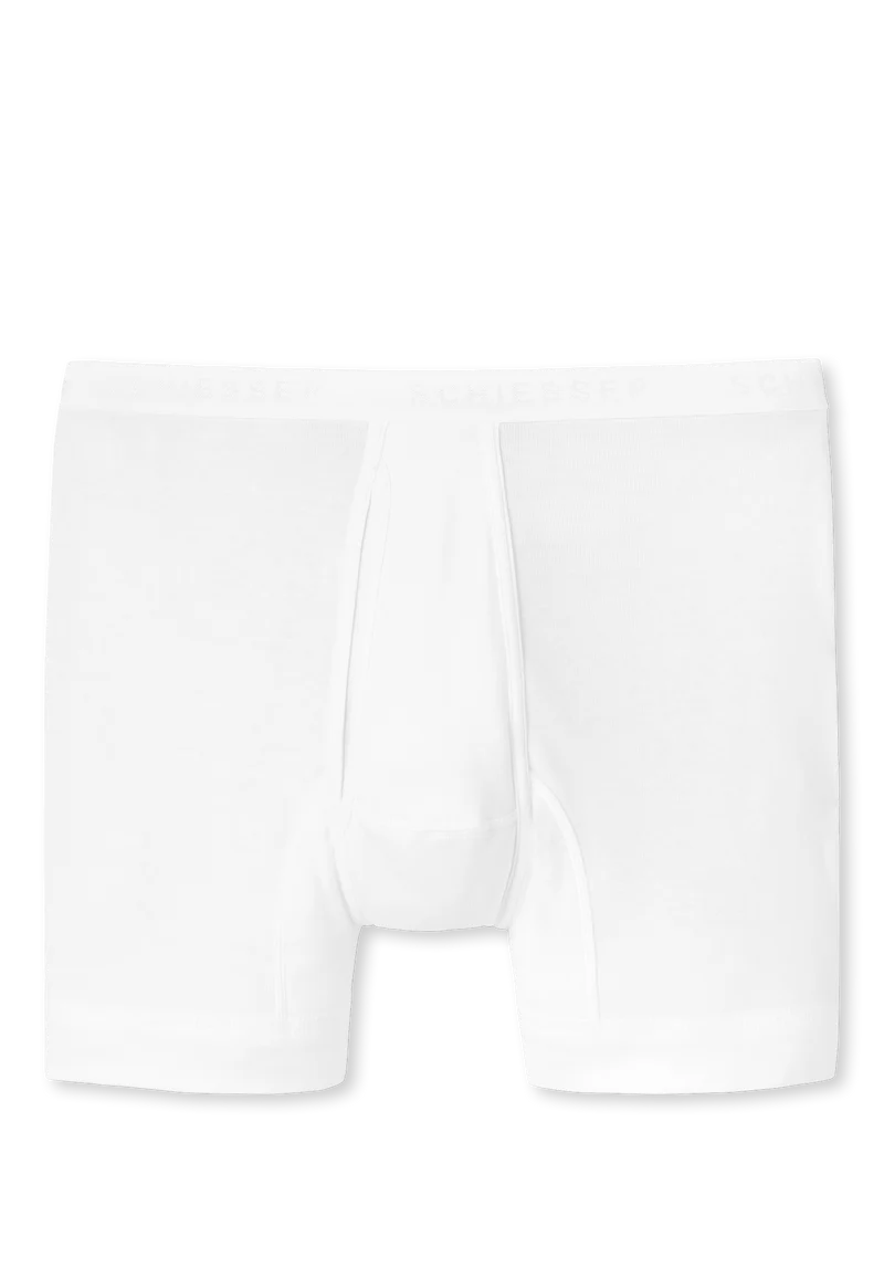 Enge Boxershorts Feinripp mit Eingriff Weiss - Original Feinripp