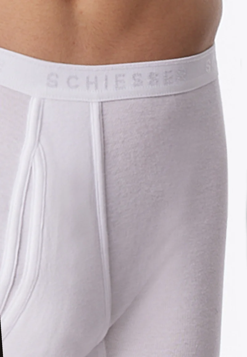 Enge Boxershorts Feinripp mit Eingriff Weiss - Original Feinripp
