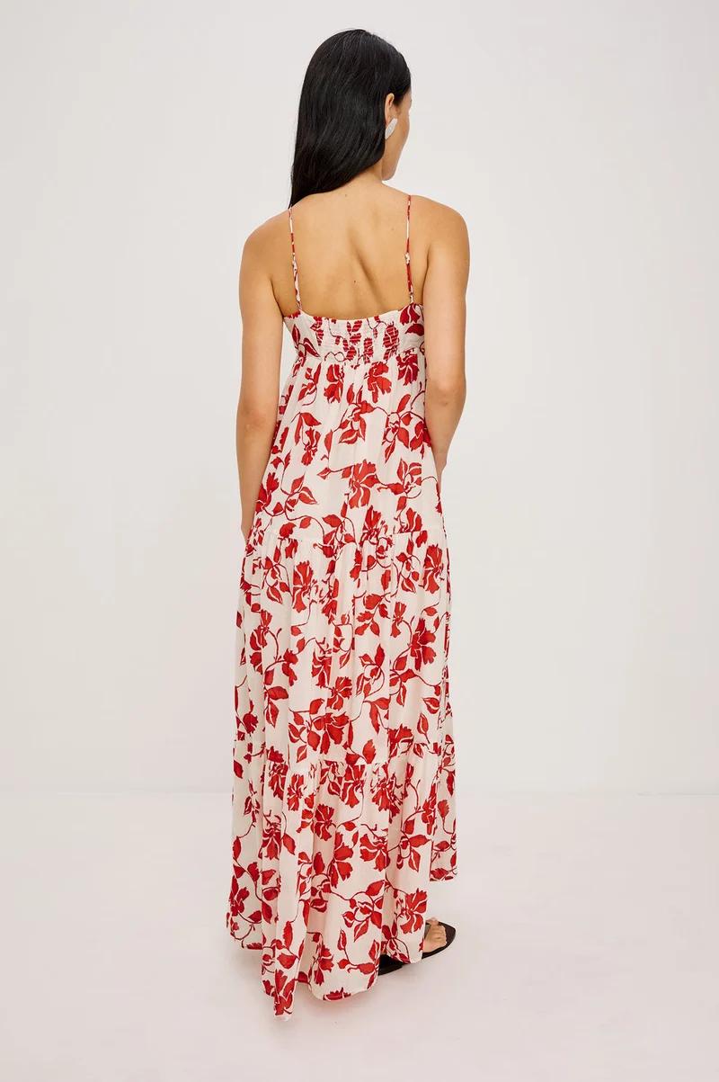 Robe maxi Mica florale à découpe nouée