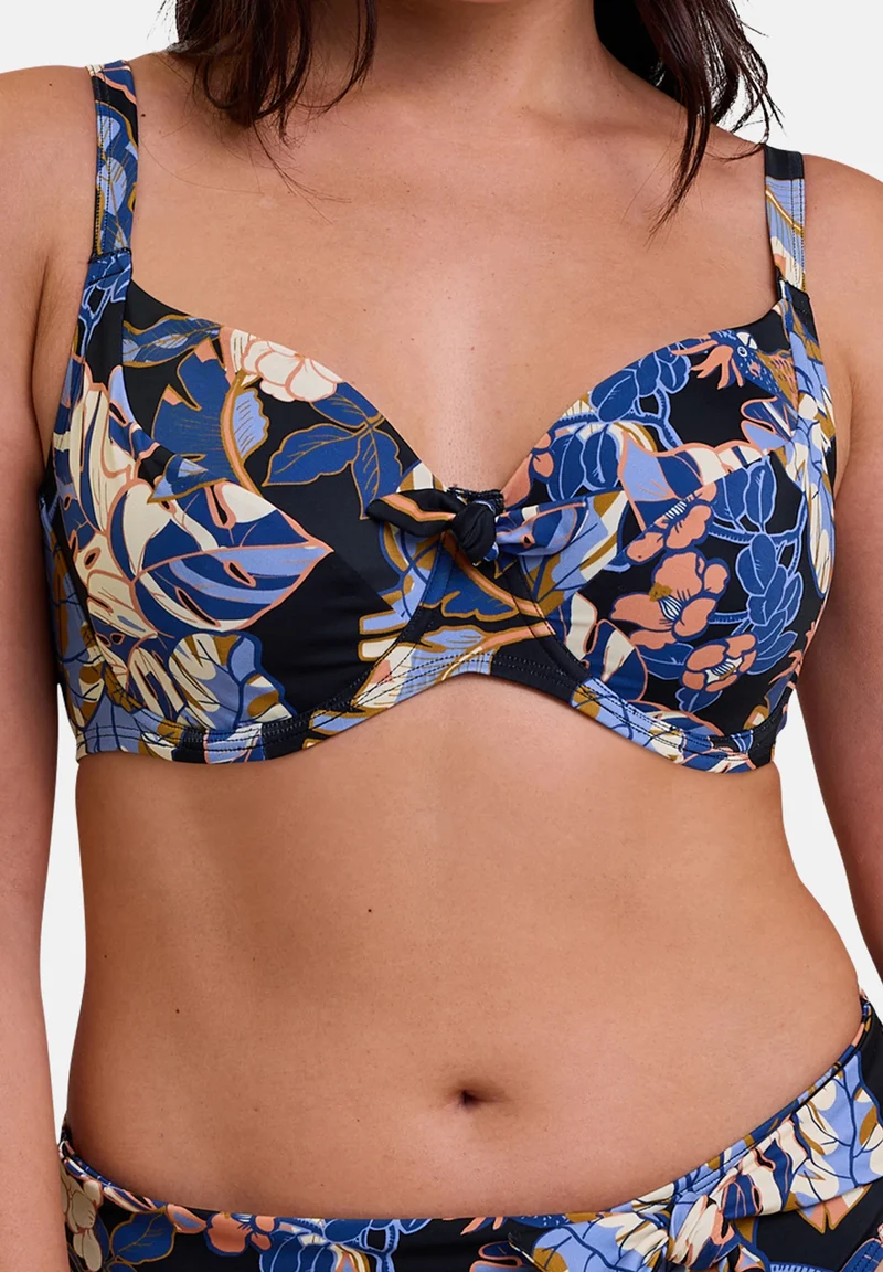 Haut de maillot de bain avec armatures Fidji Imprimé Exotique Noir