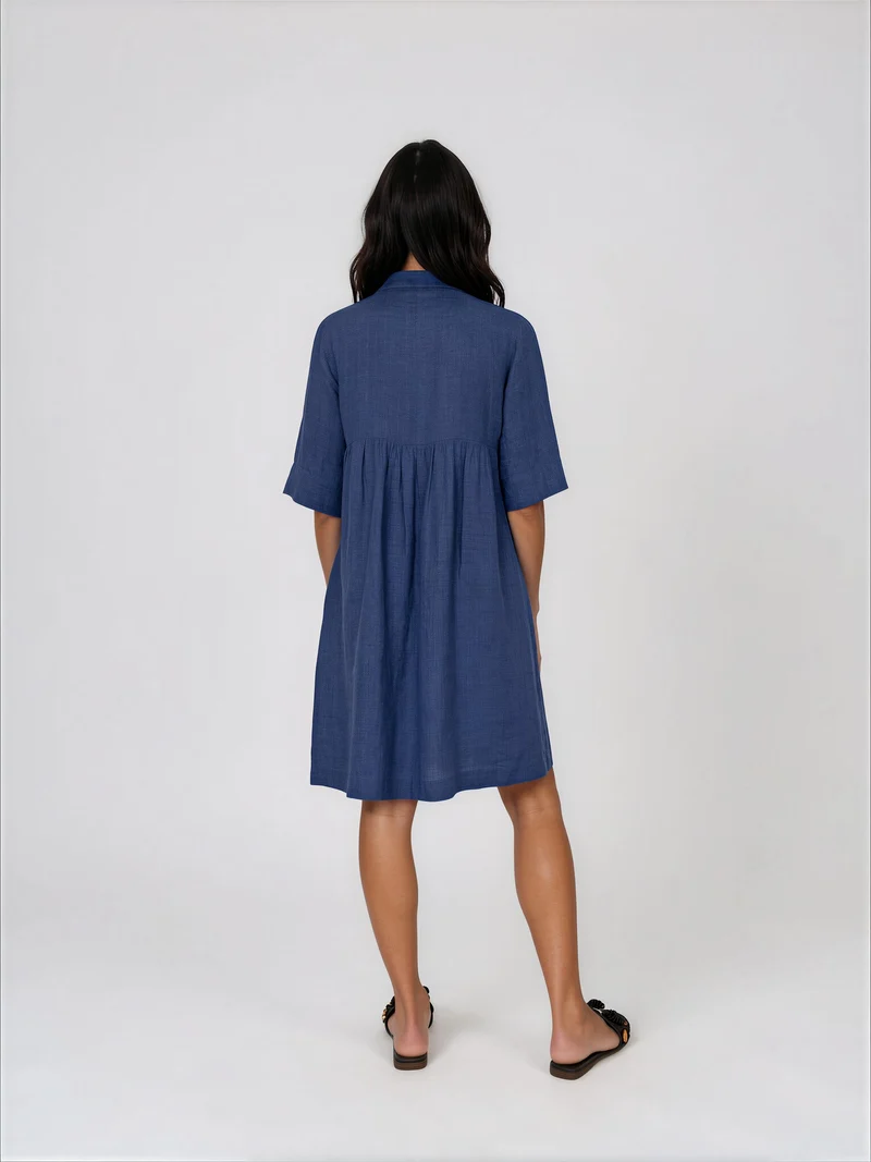 Robe chemise trapèze en lin - Camille