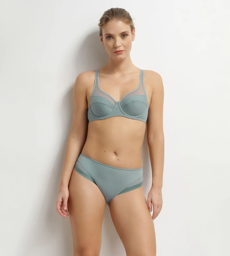 Culotte femme microfibre et tulle sauge Dim Generous