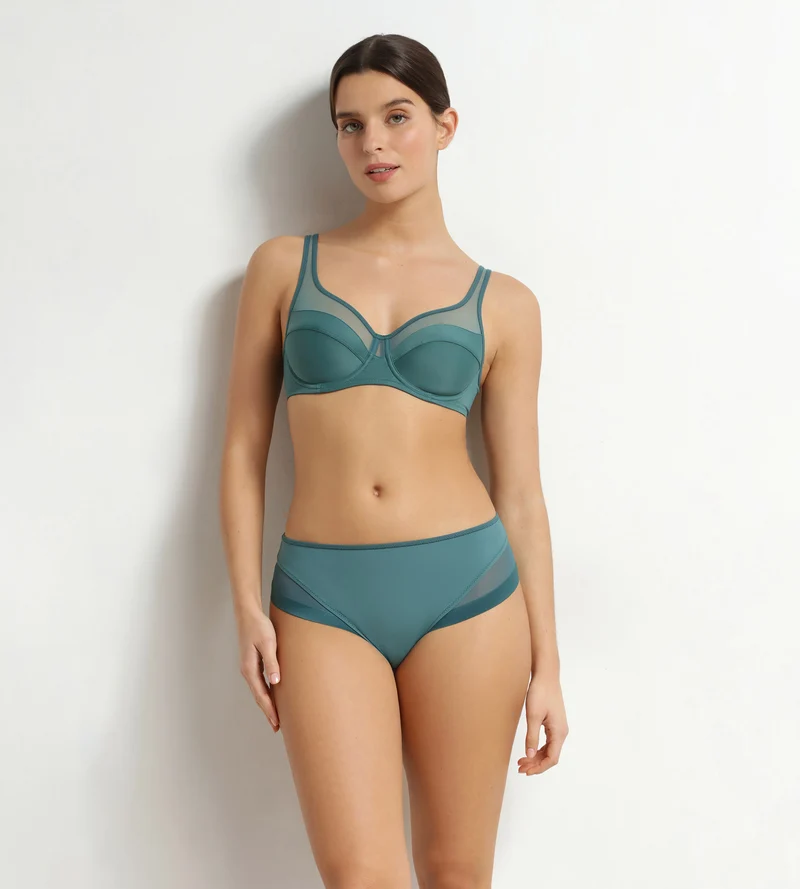 Culotte femme semi-transparente en microfibre verte Dim Generous
