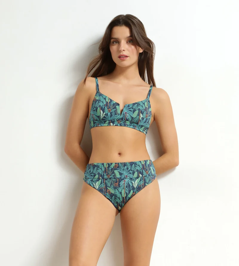 Bas de maillot de bain slip taille haute motif tropical Dim Swimwear