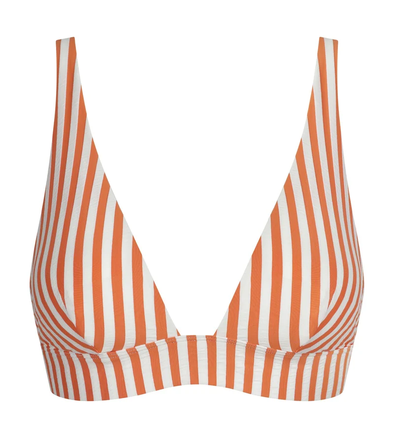 Haut de maillot de bain femme triangle à rayures Écru Orange Dim Swimwear