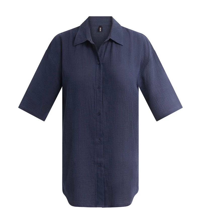 Robe de plage femme en gaze de coton Bleu Dim