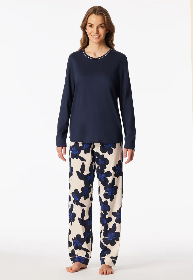 Schlafanzug Dunkelblau/Beige gemustert - Comfort Nightwear