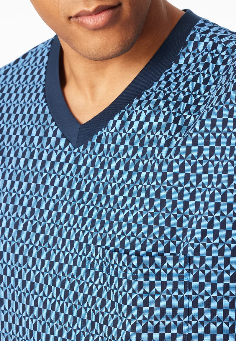 Nachthemd kurzarm Blau gemustert - Comfort Nightwear
