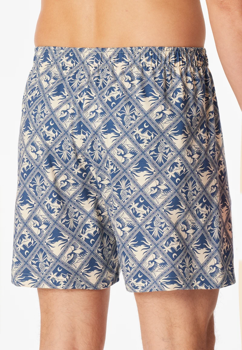 Boxershorts mit Knopfleiste 2er-Pack Blau/Weiss gemustert - Boxershorts Multipacks