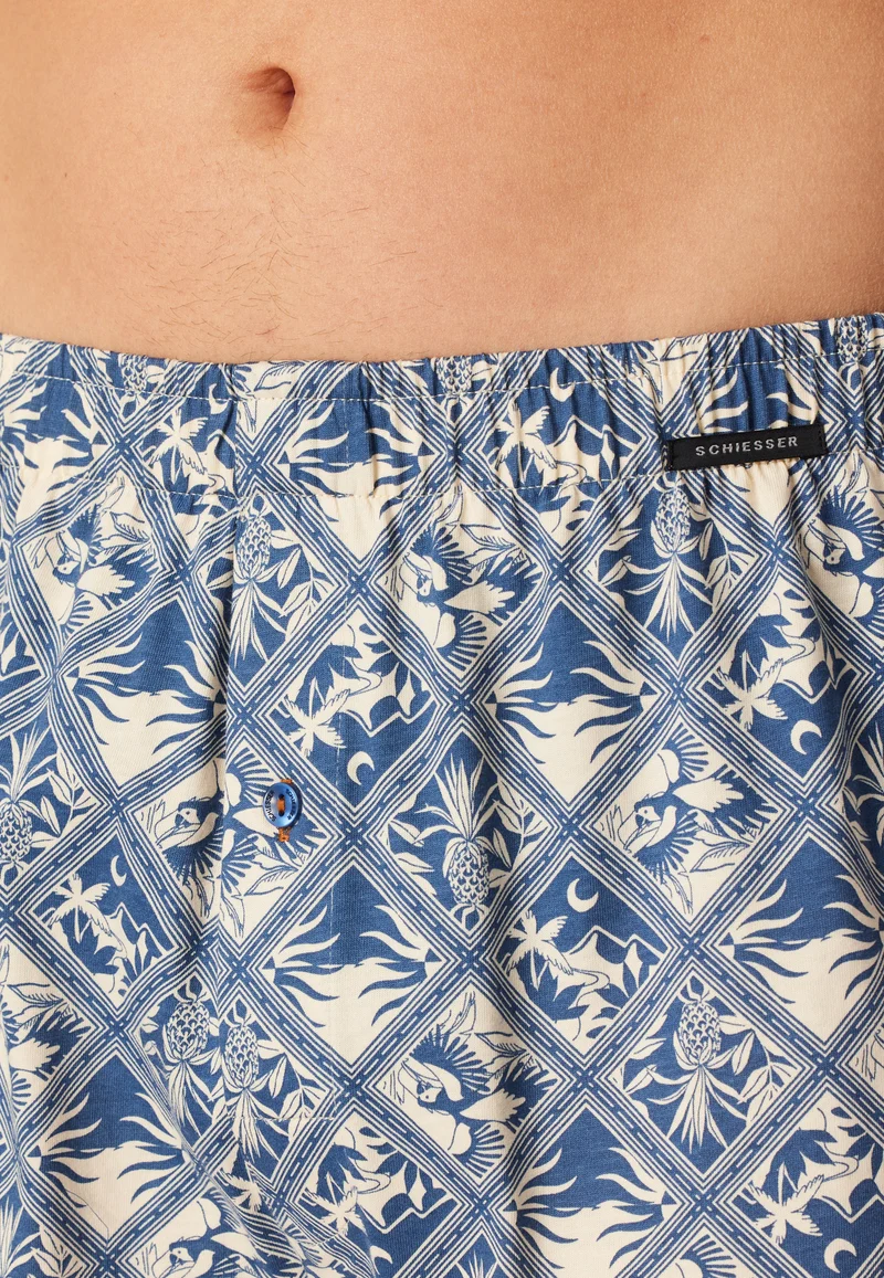Boxershorts mit Knopfleiste 2er-Pack Blau/Weiss gemustert - Boxershorts Multipacks