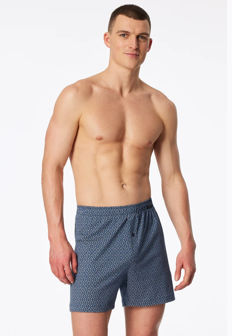 Boxershorts mit Knopfleiste 2er-Pack Dunkelblau/Blau gemustert - Boxershorts Multipacks