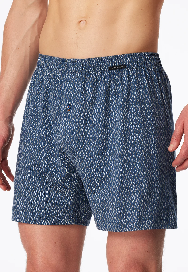 Boxershorts mit Knopfleiste 2er-Pack Dunkelblau/Blau gemustert - Boxershorts Multipacks