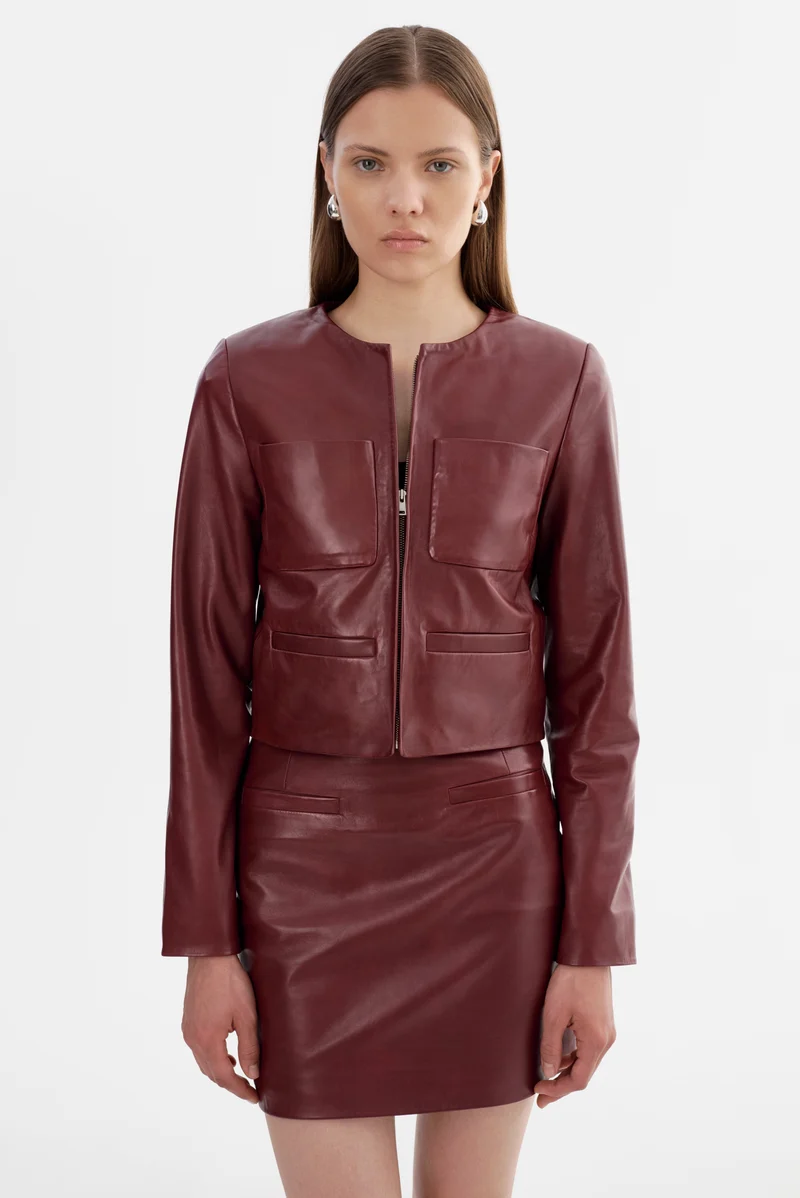 Veste en cuir avec poches Linette