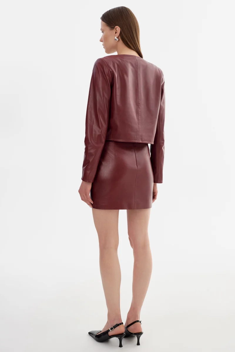 Veste en cuir avec poches Linette