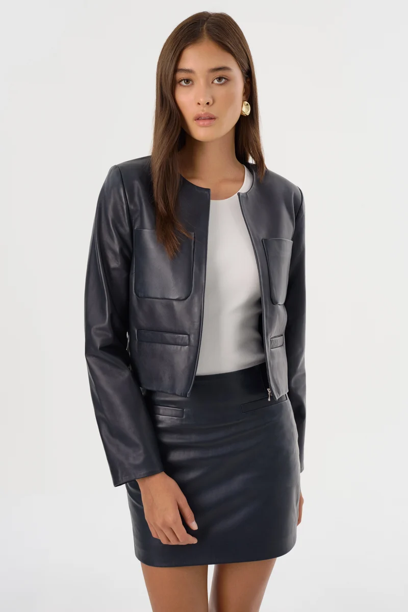 Veste en cuir avec poches Linette