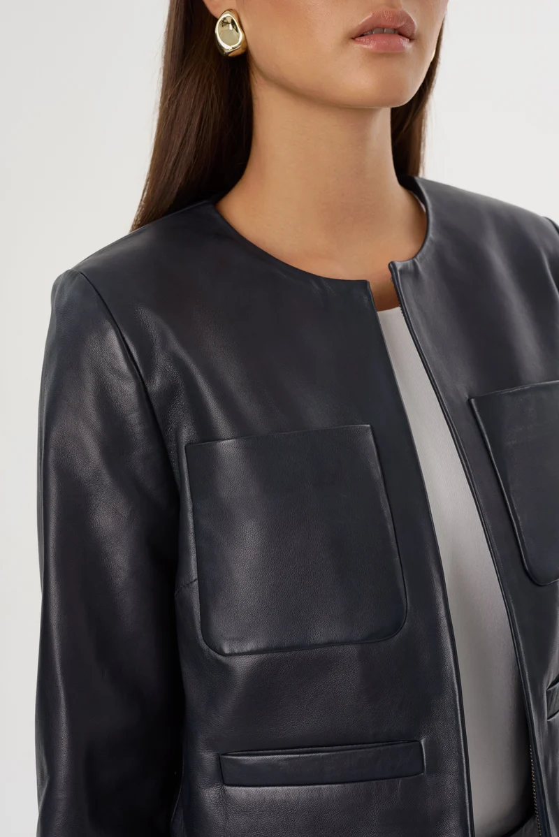 Veste en cuir avec poches Linette
