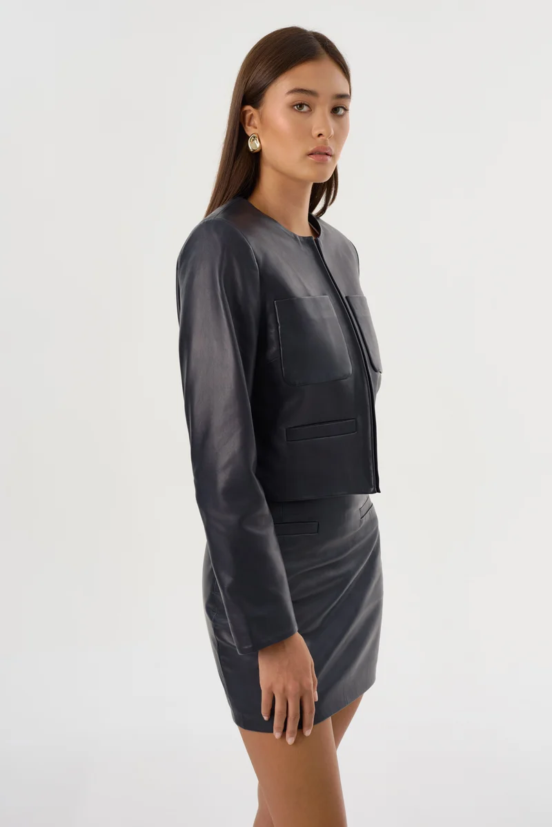 Veste en cuir avec poches Linette