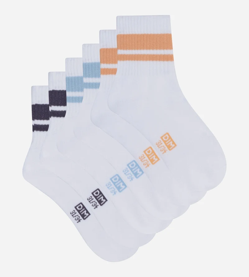 Lot de 3 paires de socquettes enfant Bleu Peche Dim Sport