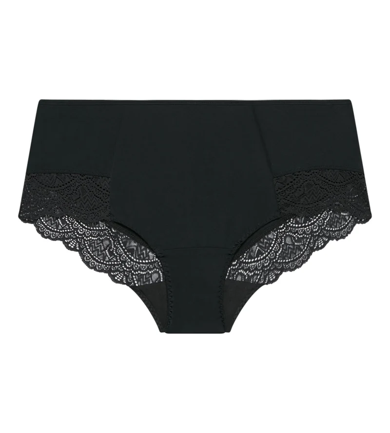 Culotte haute ventre plat en dentelle noire Dim Silhouette Essentiel