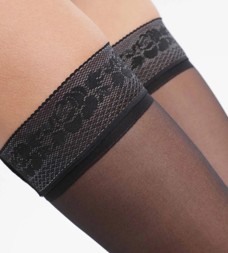 Bas femme en voile transparent Noir Dim Up Beauty