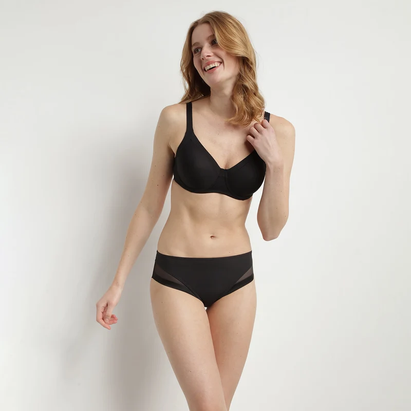 Slip femme en microfibre et tulle noir Generous de Dim