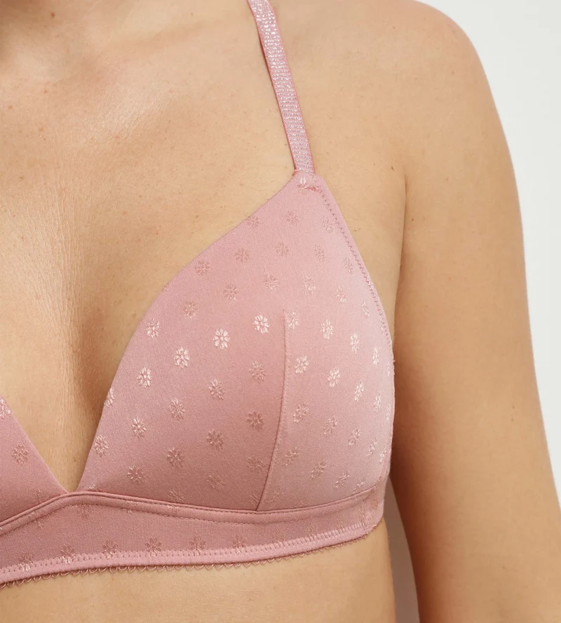Soutien-gorge triangle sans armature paddé en microfibre Rose à fleurs Cosy Time
