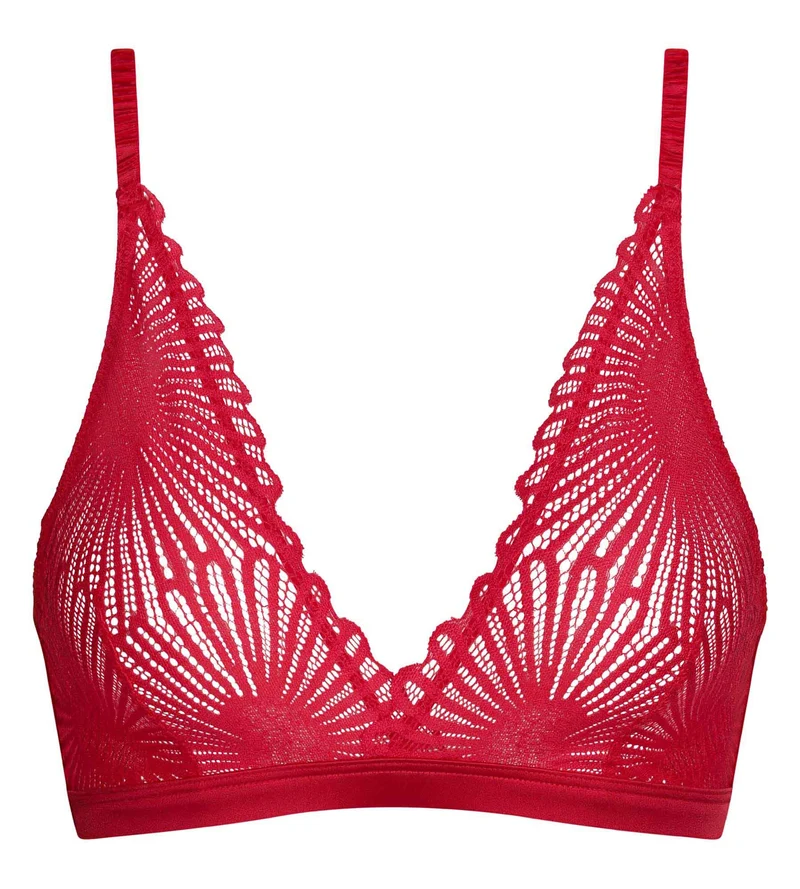 Soutien-gorge triangle sans armatures en dentelle Rouge Chocolove