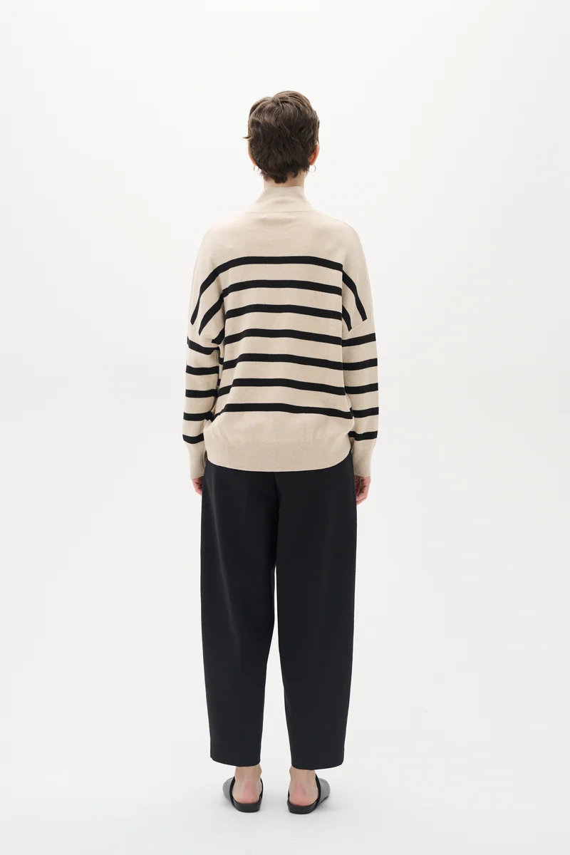Pull rayé en coton avec col montant Tenley