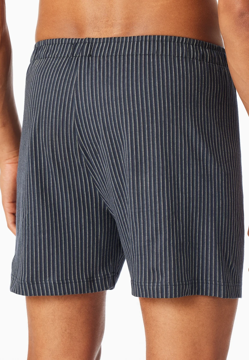 Boxershorts mit Knopfleiste 2er-Pack Dunkelblau/Weiss gestreift - Boxershorts Multipacks