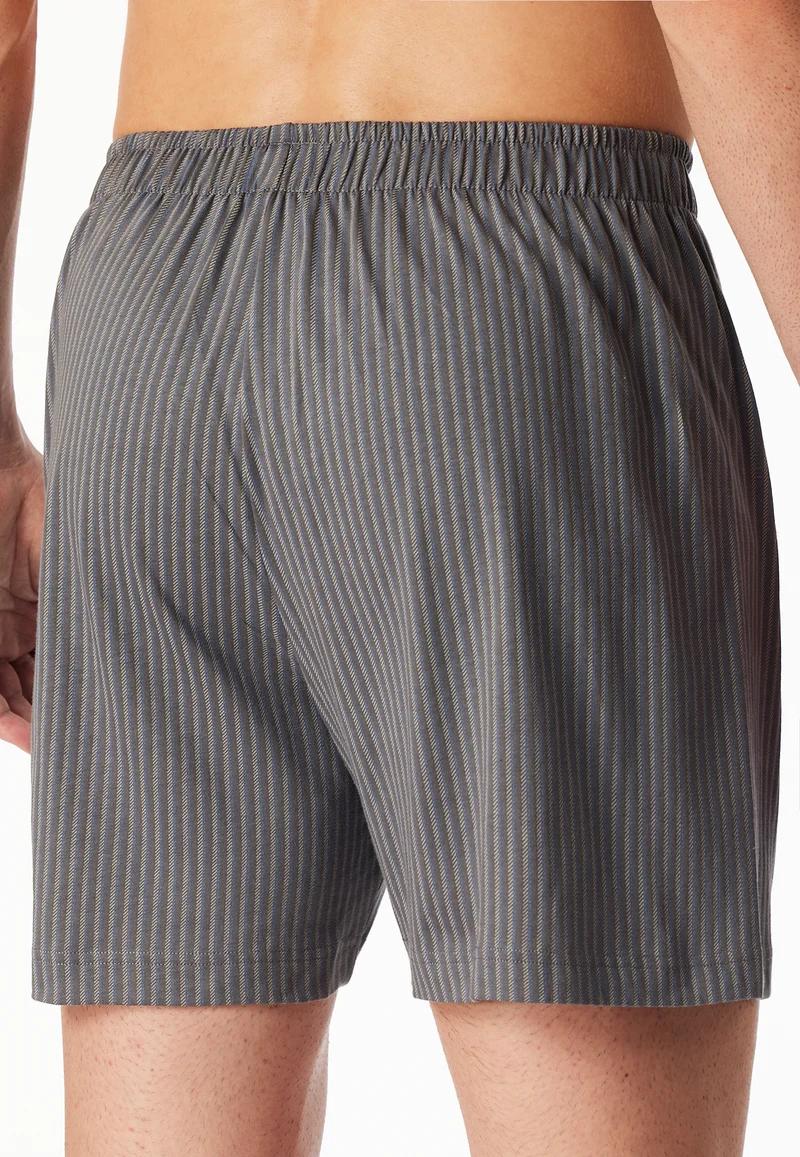 Boxershorts mit Knopfleiste 2er-Pack Grau/Schwarz gestreift - Boxershorts Multipacks