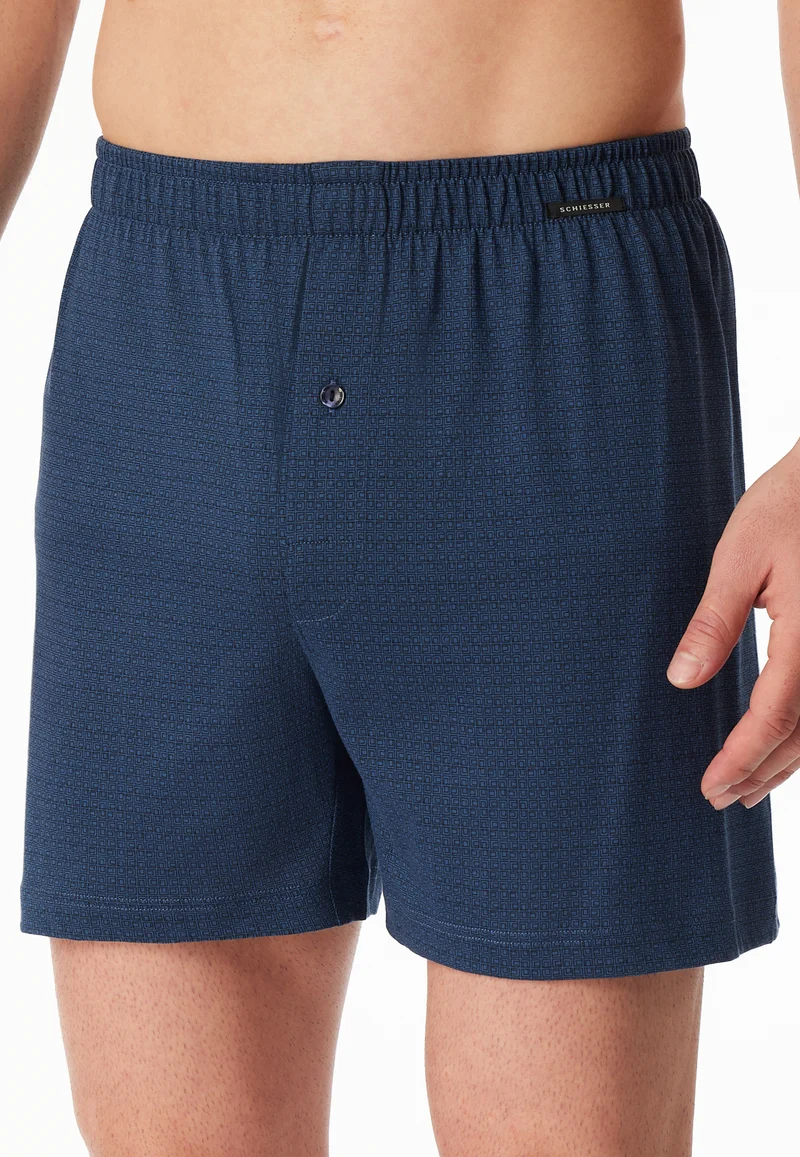 Boxershorts mit Knopfleiste 2er-Pack Dunkelblau gemustert - Boxershorts Multipacks