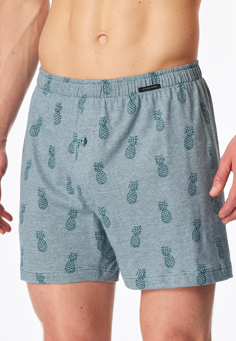 Boxershorts mit Knopfleiste 2er-Pack Petrol/Dunkelblau gemustert - Boxershorts Multipacks