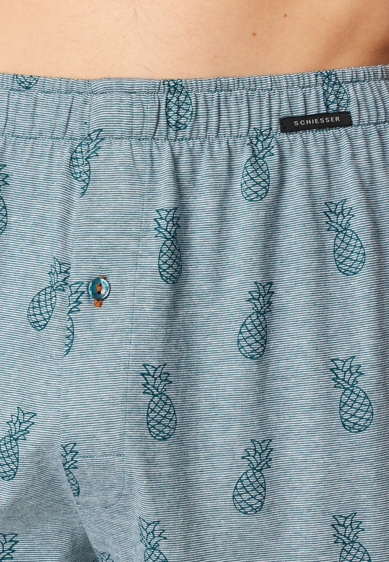 Boxershorts mit Knopfleiste 2er-Pack Petrol/Dunkelblau gemustert - Boxershorts Multipacks