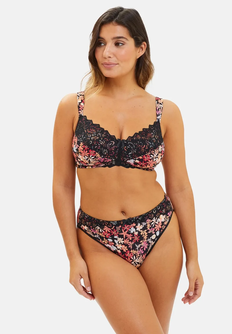 Soutien-gorge post opératoire Ava Fantaisie Imprimé Floral Noir