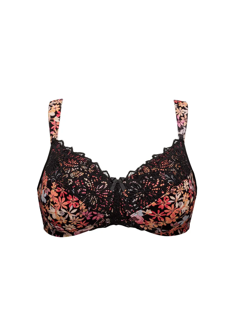 Soutien-gorge post opératoire Ava Fantaisie Imprimé Floral Noir