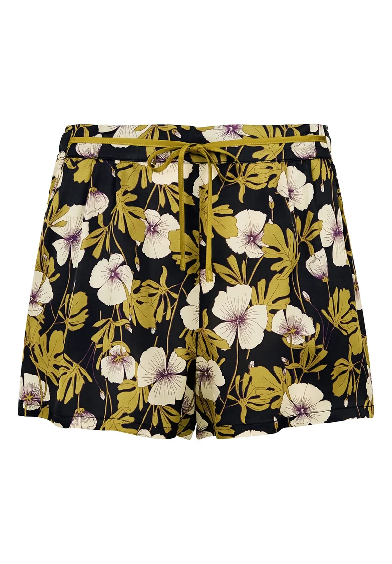 Short Trendy Mix Imprimé feuillage monstera noir